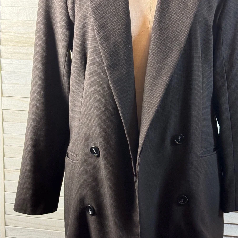 Rachel Zoe Double Breasted Blazer Brown Tailored Office Chic Jacket Size M - Picture 11 of 12